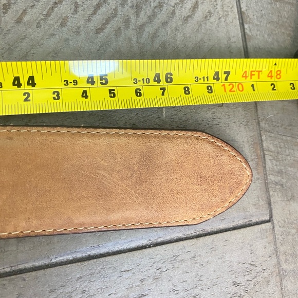 Vtg JUSTIN ODESSA STAR BROWN TOOLED LEATHER BELT Silver Buckle 1994 C10765 Sz 42 - Picture 15 of 17